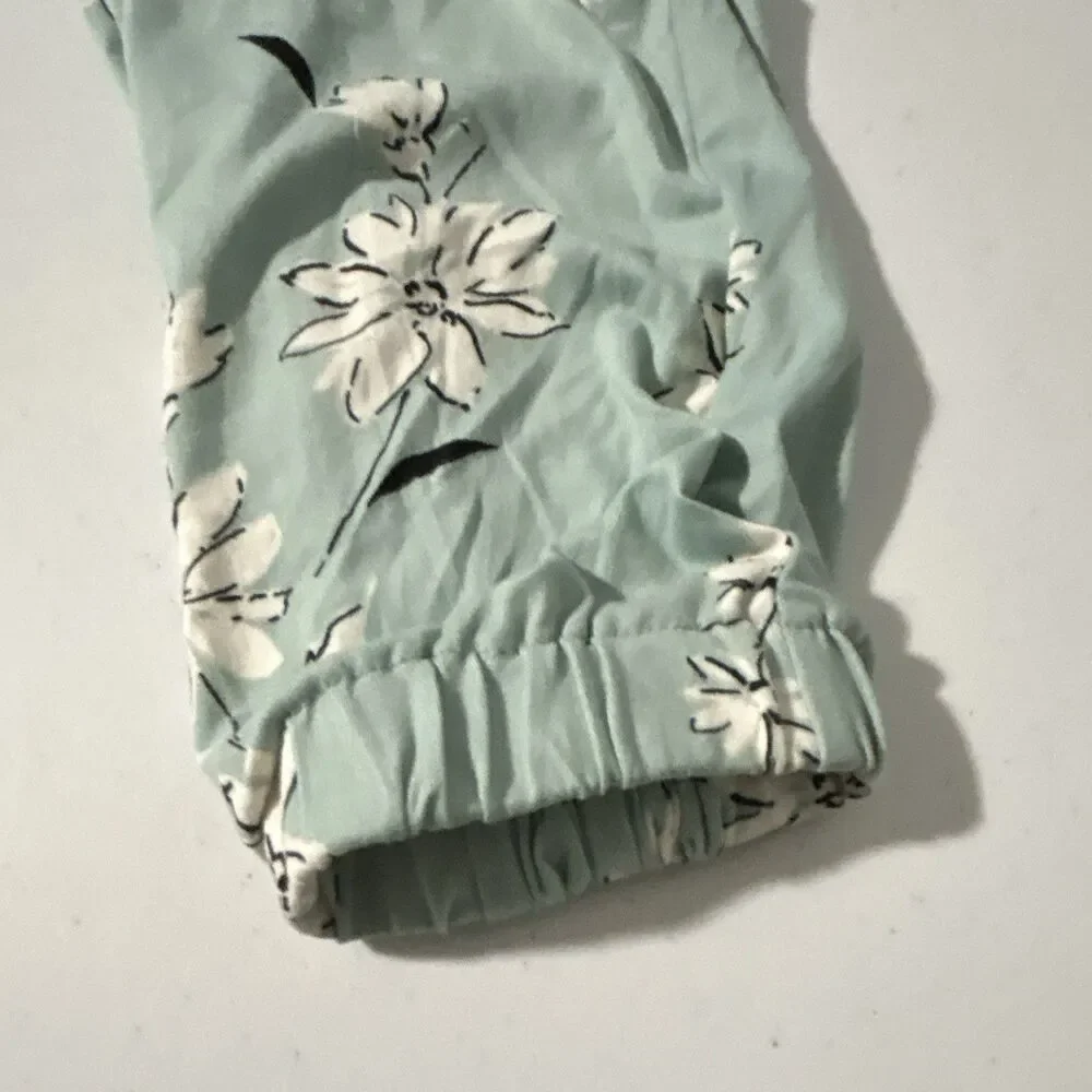 Love, GLAMG Green/White Floral Ruffle V-Neck Strappy Jumpsuit Girls: Size L